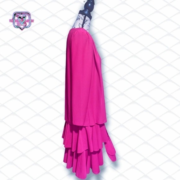 VINTAGE 80s Barbie Hot Pink Chiffon Ruffle Party Dress , Size 8 - Picture 7 of 10